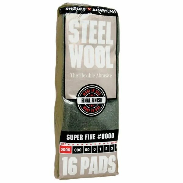 Homax #0000 Rhodes American Steel Wool Pad Super-Fine, PK 16 106600-06
